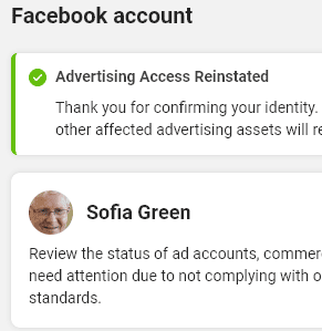 Comprar publicidad de Facebook Acceder a una cuenta restablecida